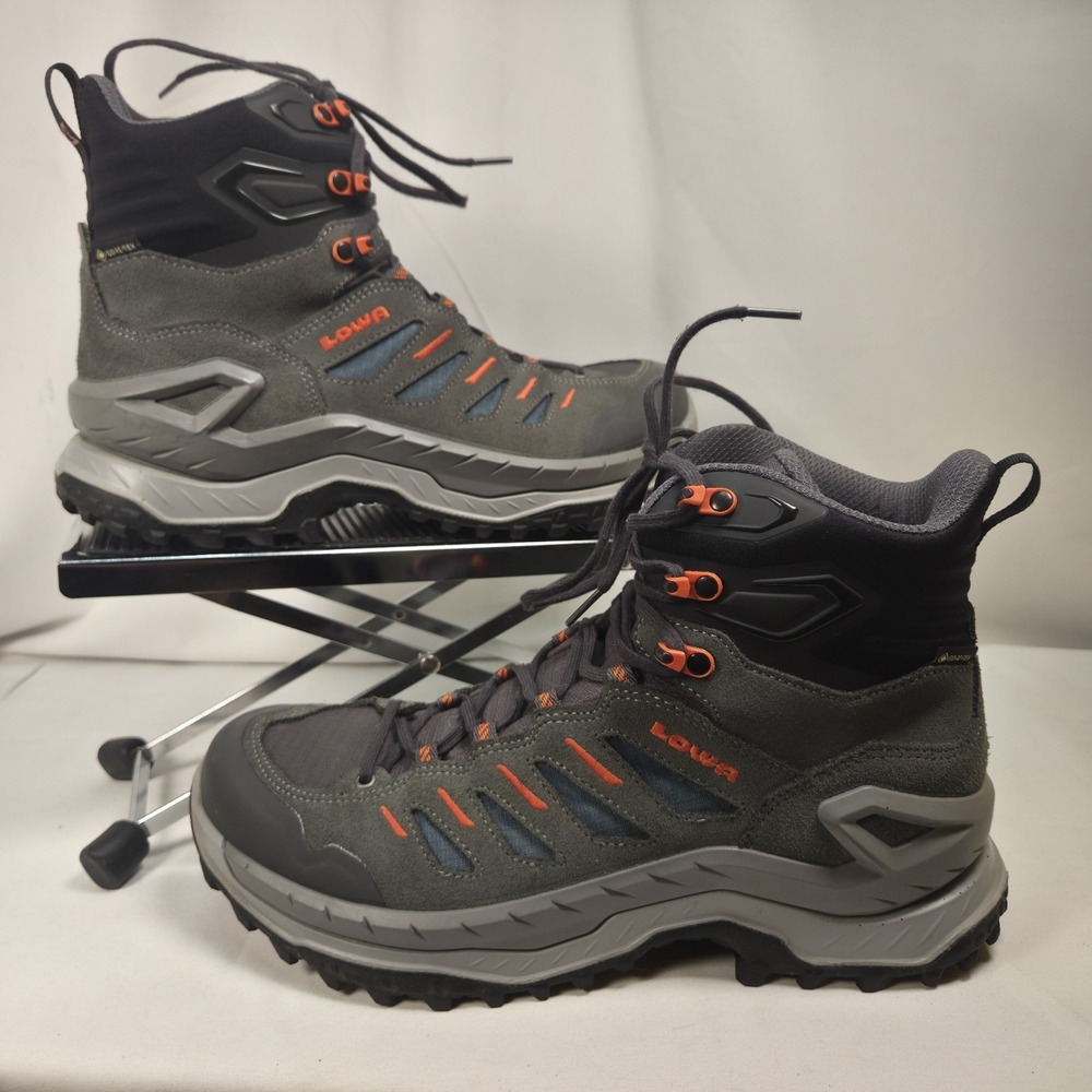 LOWA Men's 8.5 Innovo GTX Mid Grey/Petrol Goretex Membrane Hiking Climbing Boots